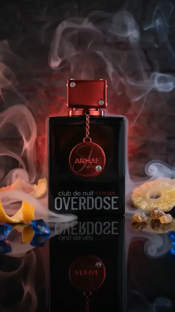 Armaf Club de Nuit Intense Overdose bottle in red smoke