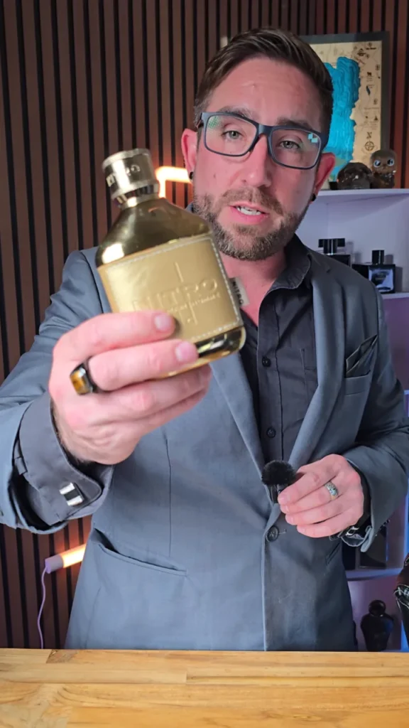 Loren Noble presenting a fragrance in his studio